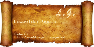 Leopolder Gyula névjegykártya